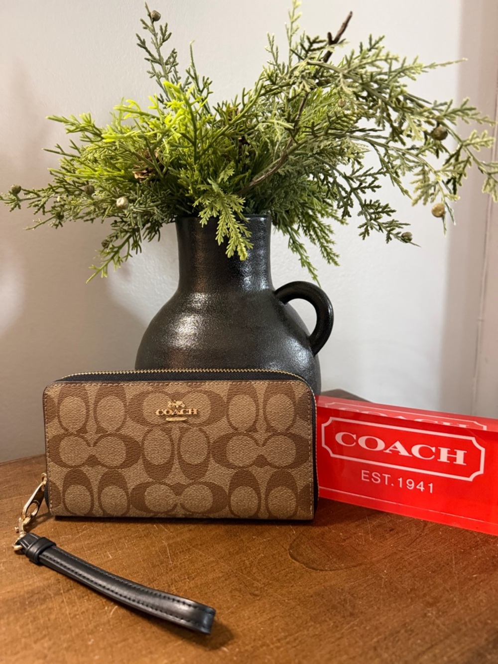 Coach Signature Long Zip Wristlet (NWT)